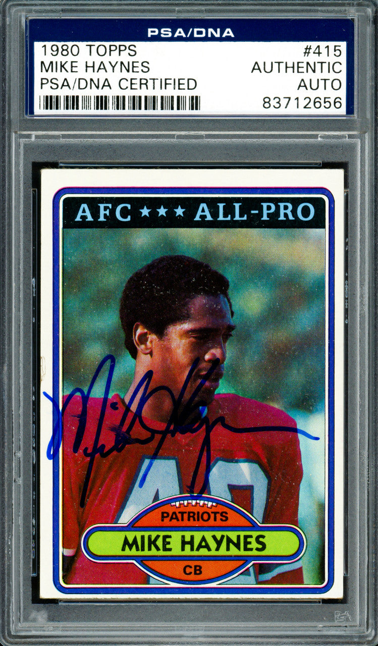 Mike Haynes Autographed 1980 Topps Card #415 New England Patriots PSA/DNA #83712656