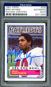 Mike Haynes Autographed 1983 Topps Card #332 New England Patriots PSA/DNA #83712665