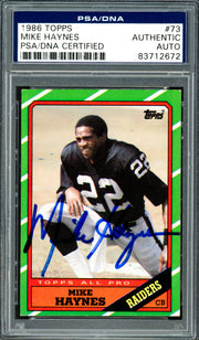 Mike Haynes Autographed 1986 Topps Card #73 Los Angeles Raiders PSA/DNA #83712672