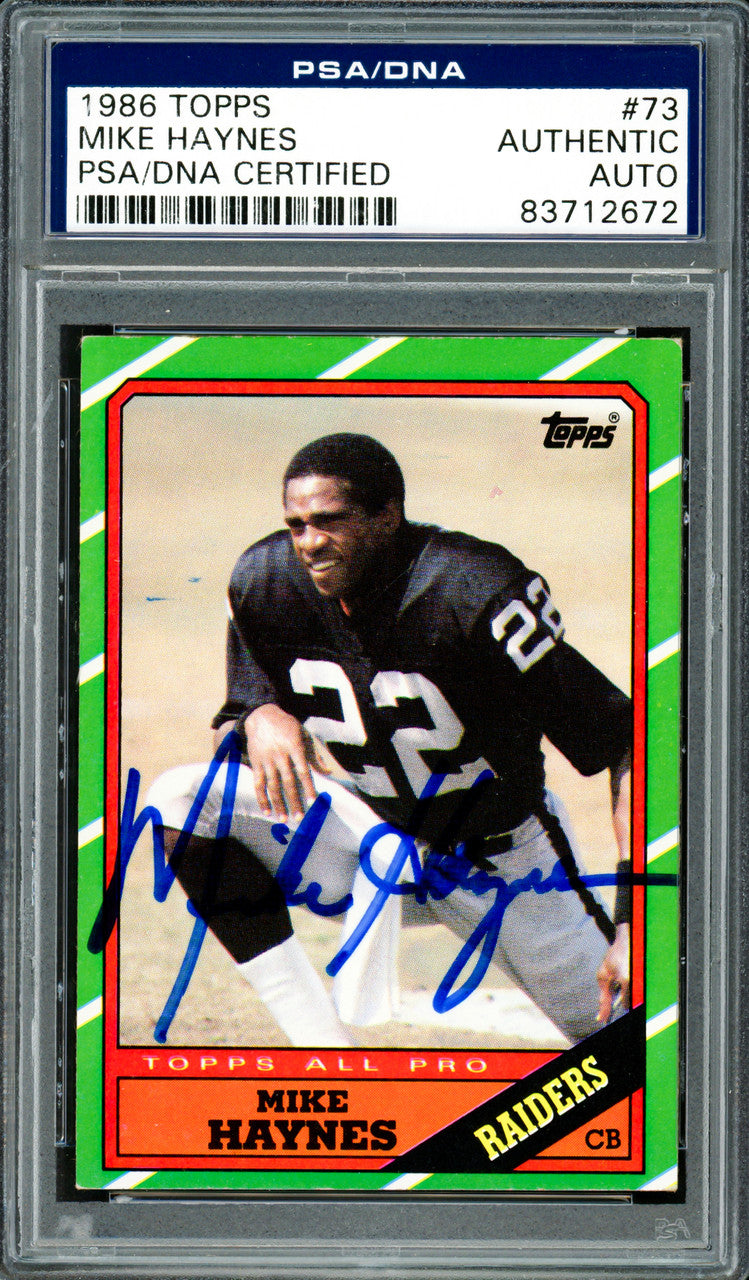 Mike Haynes Autographed 1986 Topps Card #73 Los Angeles Raiders PSA/DNA #83712672