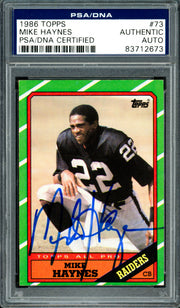 Mike Haynes Autographed 1986 Topps Card #73 Los Angeles Raiders PSA/DNA #83712673
