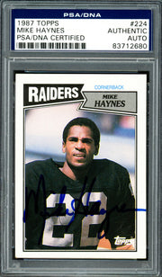 Mike Haynes Autographed 1987 Topps Card #224 Los Angeles Raiders PSA/DNA #83712680