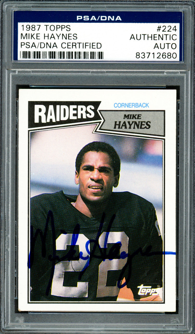 Mike Haynes Autographed 1987 Topps Card #224 Los Angeles Raiders PSA/DNA #83712680