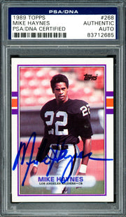 Mike Haynes Autographed 1989 Topps Card #268 Los Angeles Raiders PSA/DNA #83712685