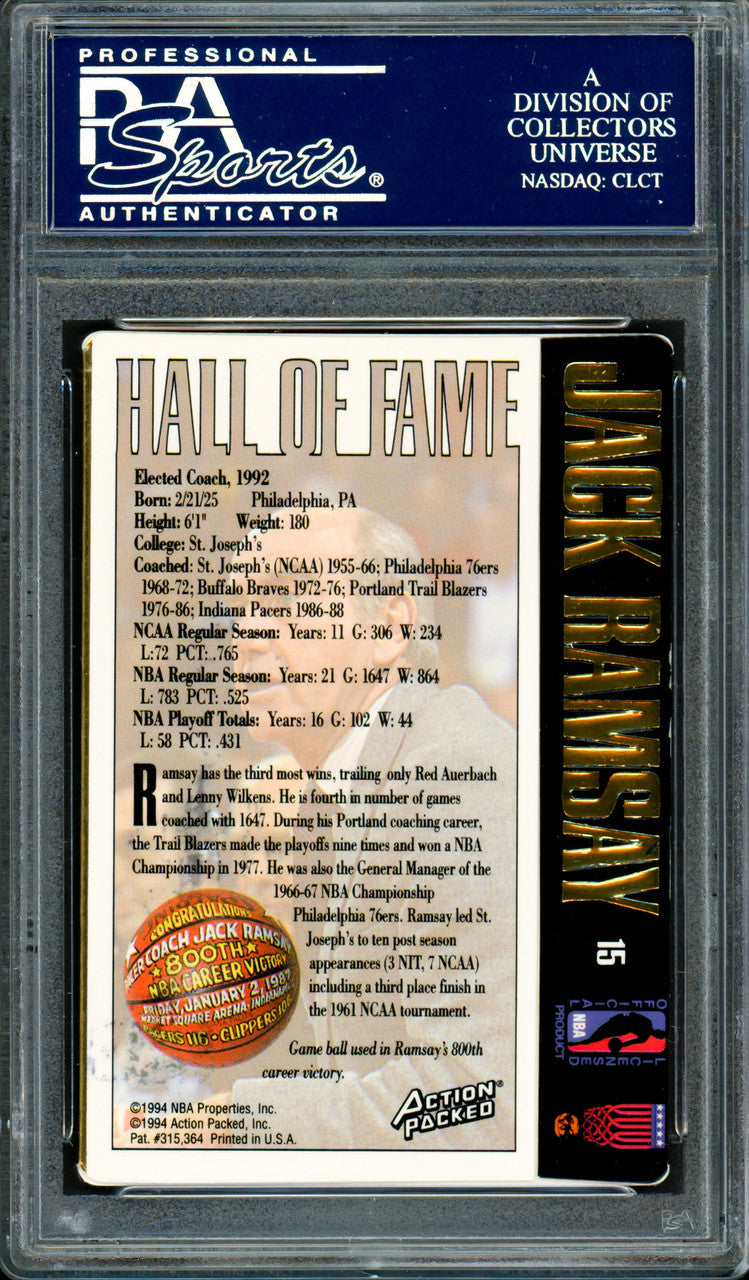 Jack Ramsay Autographed 1995 Action Packed HOF Card #15 Portland Trail Blazers PSA/DNA #83717891