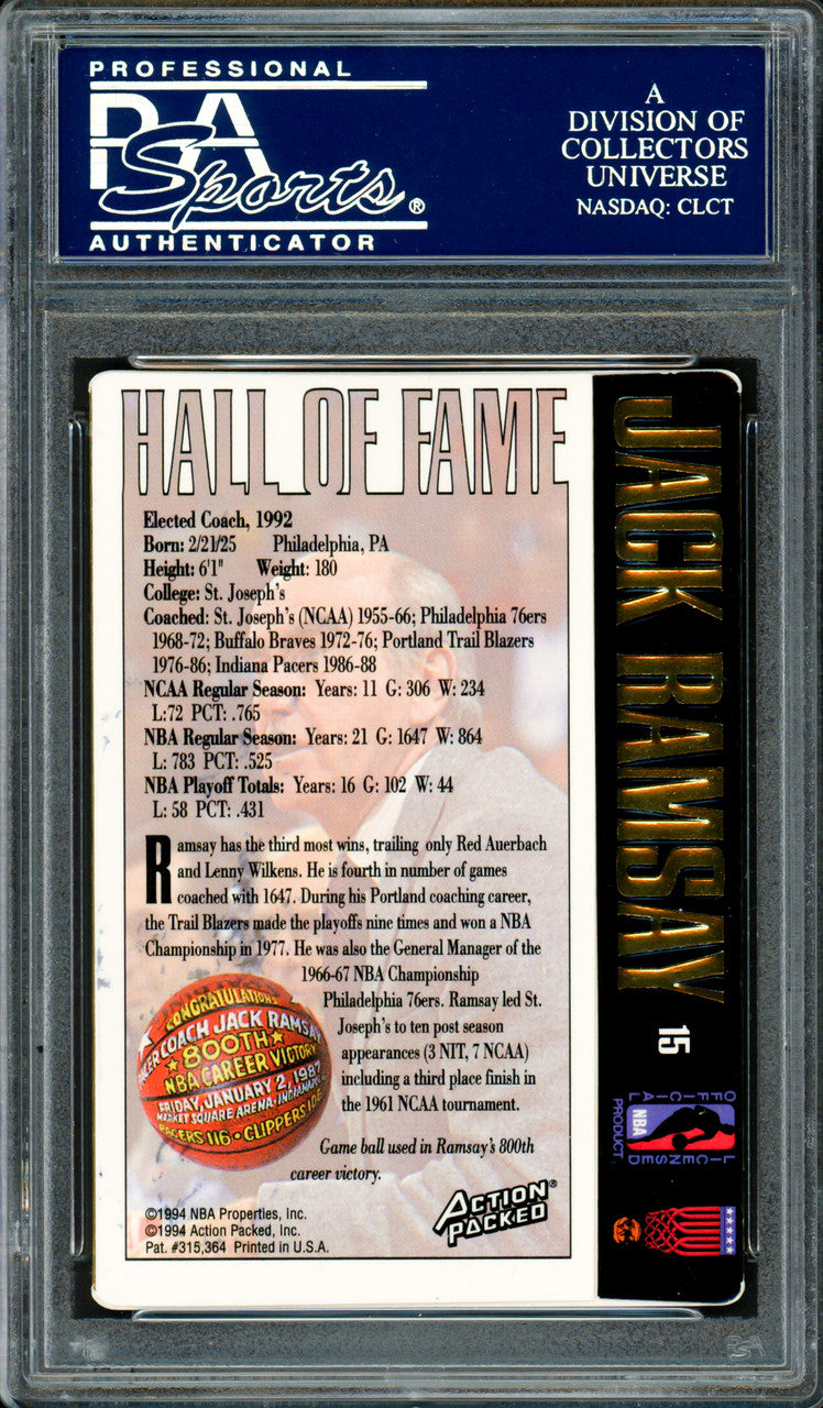 Jack Ramsay Autographed 1995 Action Packed HOF Card #15 Portland Trail Blazers PSA/DNA #83717892