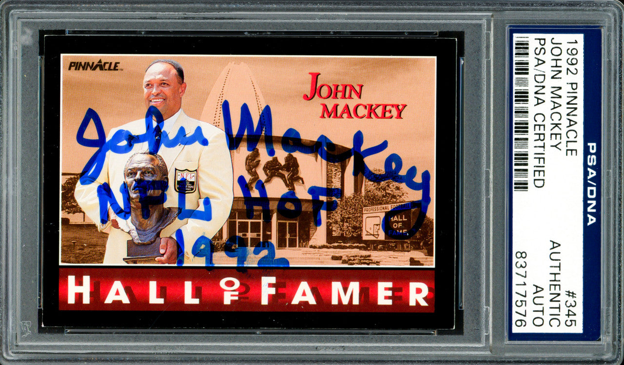 John Mackey Autographed 1992 Pinnacle Card #345 Baltimore Colts PSA/DNA #83717576