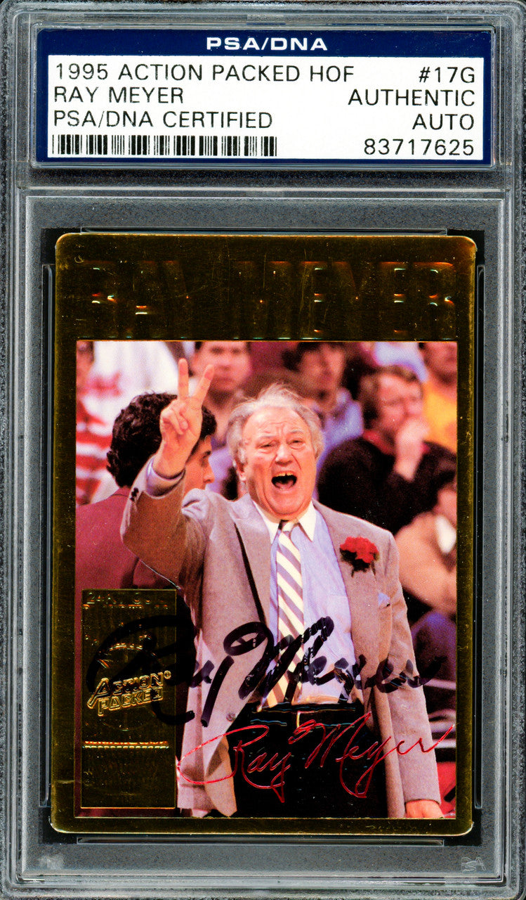 Ray Meyer Autographed 1995 Action Packed HOF Card #17 DePaul PSA/DNA #83717625