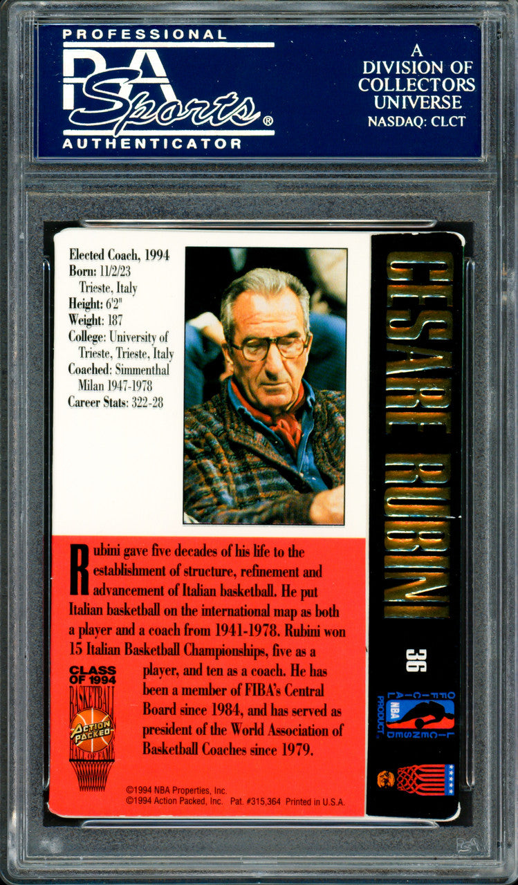 Cesare Rubini Autographed 1995 Action Packed HOF Card #36 PSA/DNA #83716517