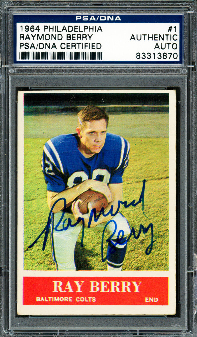 Ray Berry Autographed 1964 Philadelphia Card #1 Baltimore Colts PSA/DNA #83313870