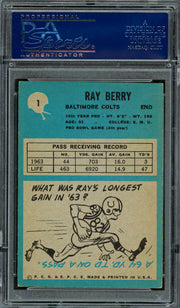 Ray Berry Autographed 1964 Philadelphia Card #1 Baltimore Colts PSA/DNA #83313870