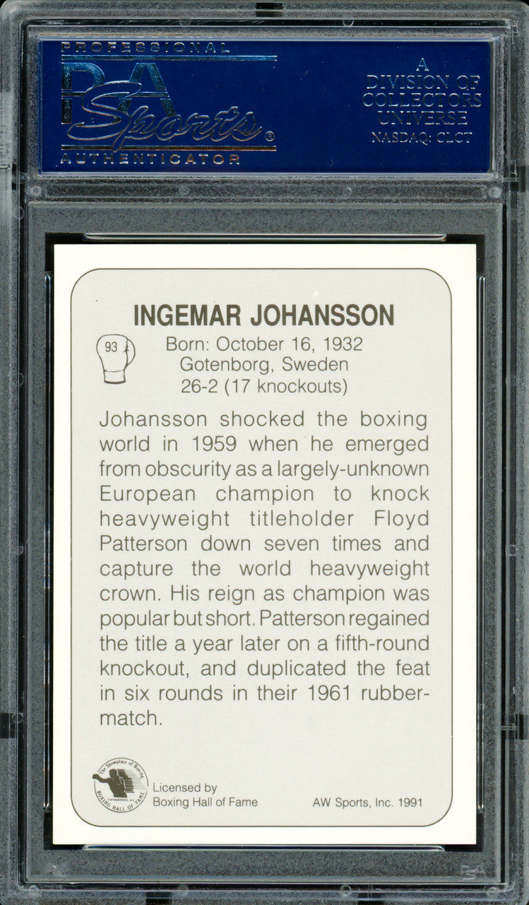 Ingemar Johansson Autographed 1991 AW Sports Card #93 PSA/DNA #83314025