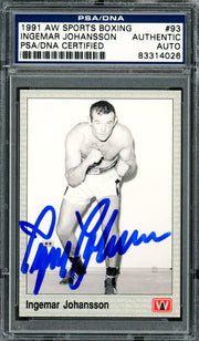 Ingemar Johansson Autographed 1991 AW Sports Card #93 PSA/DNA #83314026