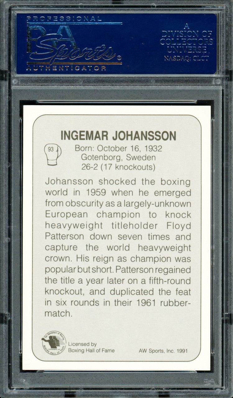 Ingemar Johansson Autographed 1991 AW Sports Card #93 PSA/DNA #83314027