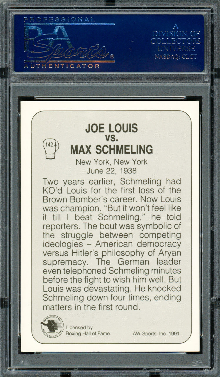 Max Schmeling Autographed 1991 AW Sports Card #142 PSA/DNA #83314030