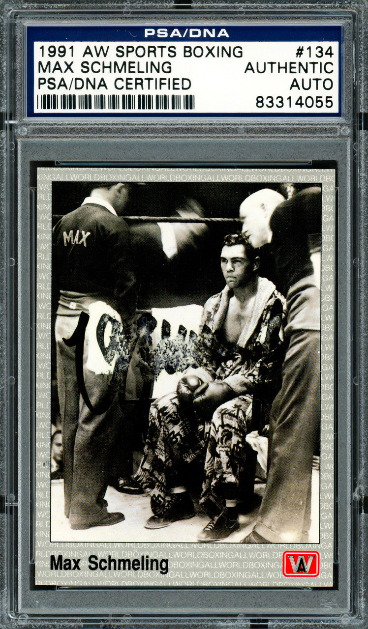 Max Schmeling Autographed 1991 AW Sports Card #134 (Smudged) PSA/DNA #83314055