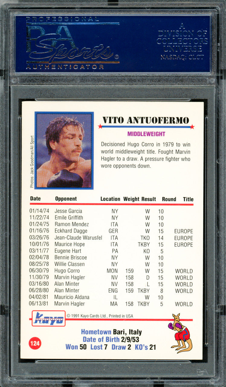 Vito Antuofermo Autographed 1991 Kayo Card #124 PSA/DNA #83314062