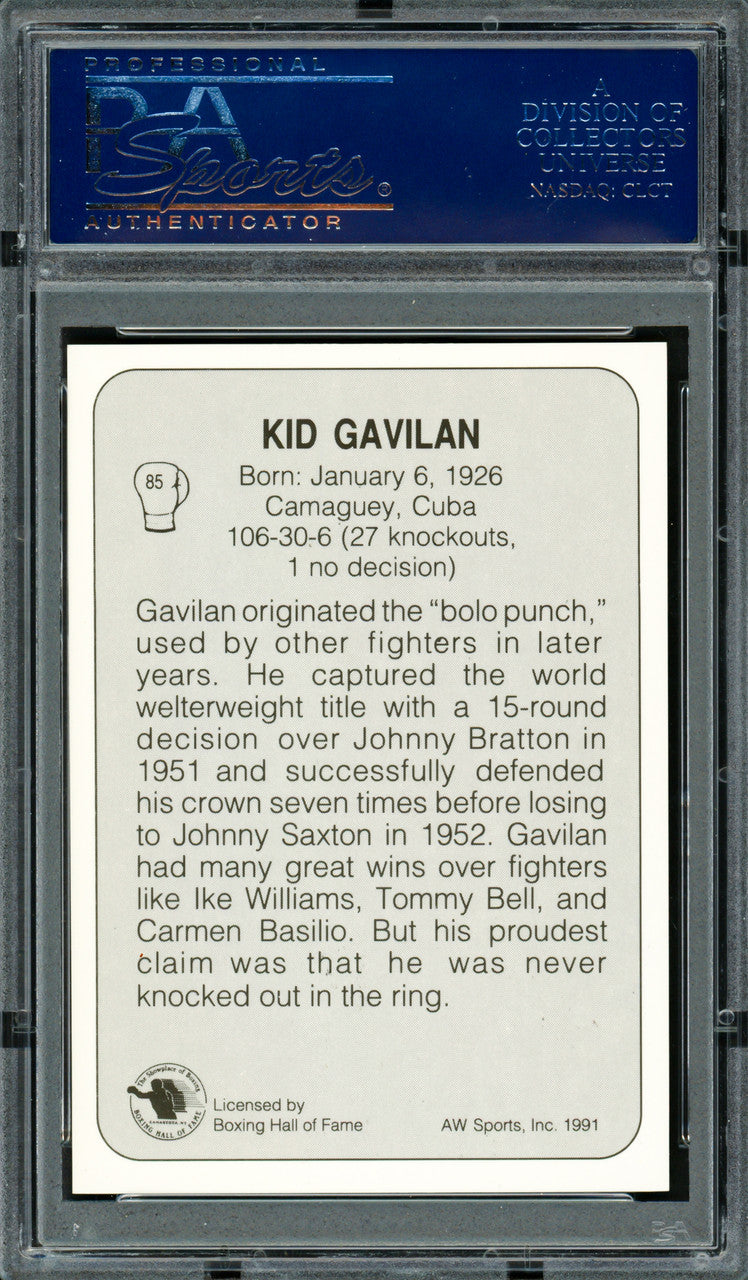 Kid Gavilan Autographed 1991 AW Sports Card #85 PSA/DNA #83314241
