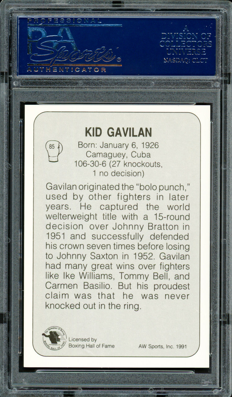 Kid Gavilan Autographed 1991 AW Sports Card #85 PSA/DNA #83314242