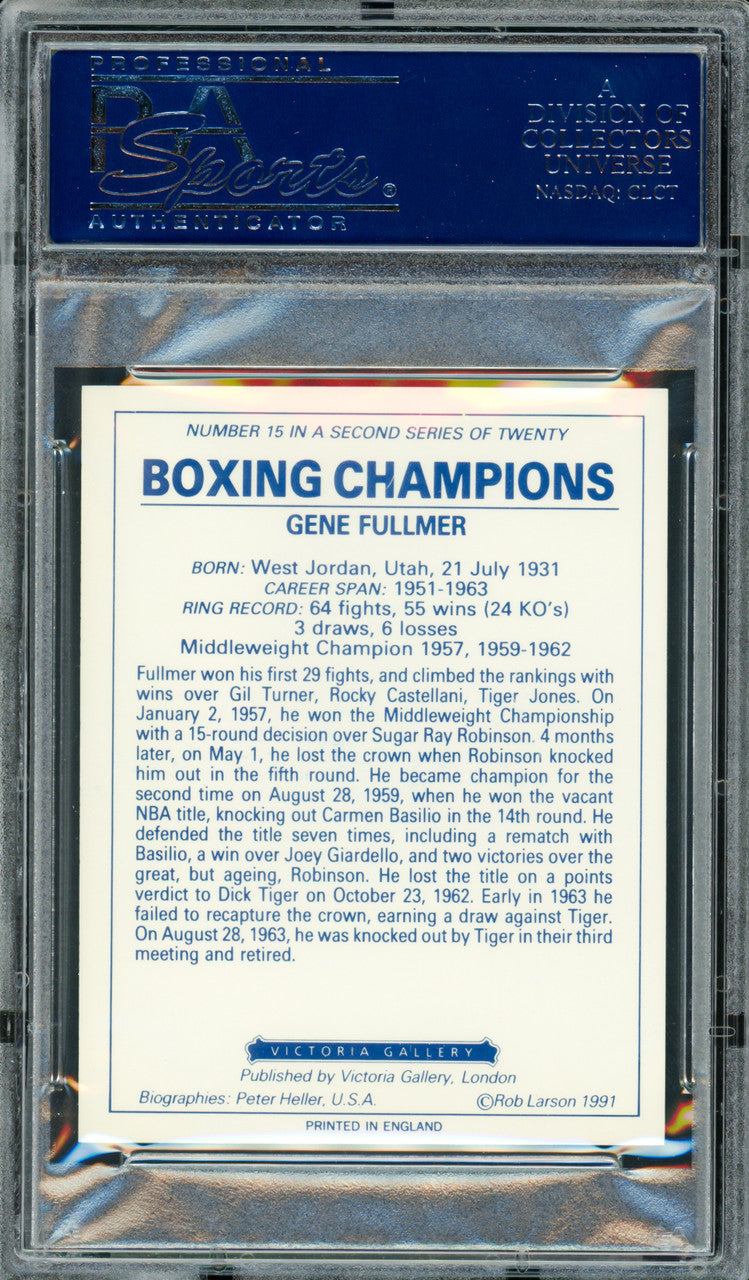 Gene Fullmer Autographed 1991 Victoria Gallery Card #15 PSA/DNA #83314318