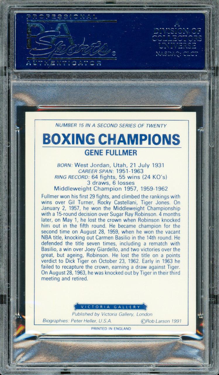Gene Fullmer Autographed 1991 Victoria Gallery Card #15 PSA/DNA #83314319