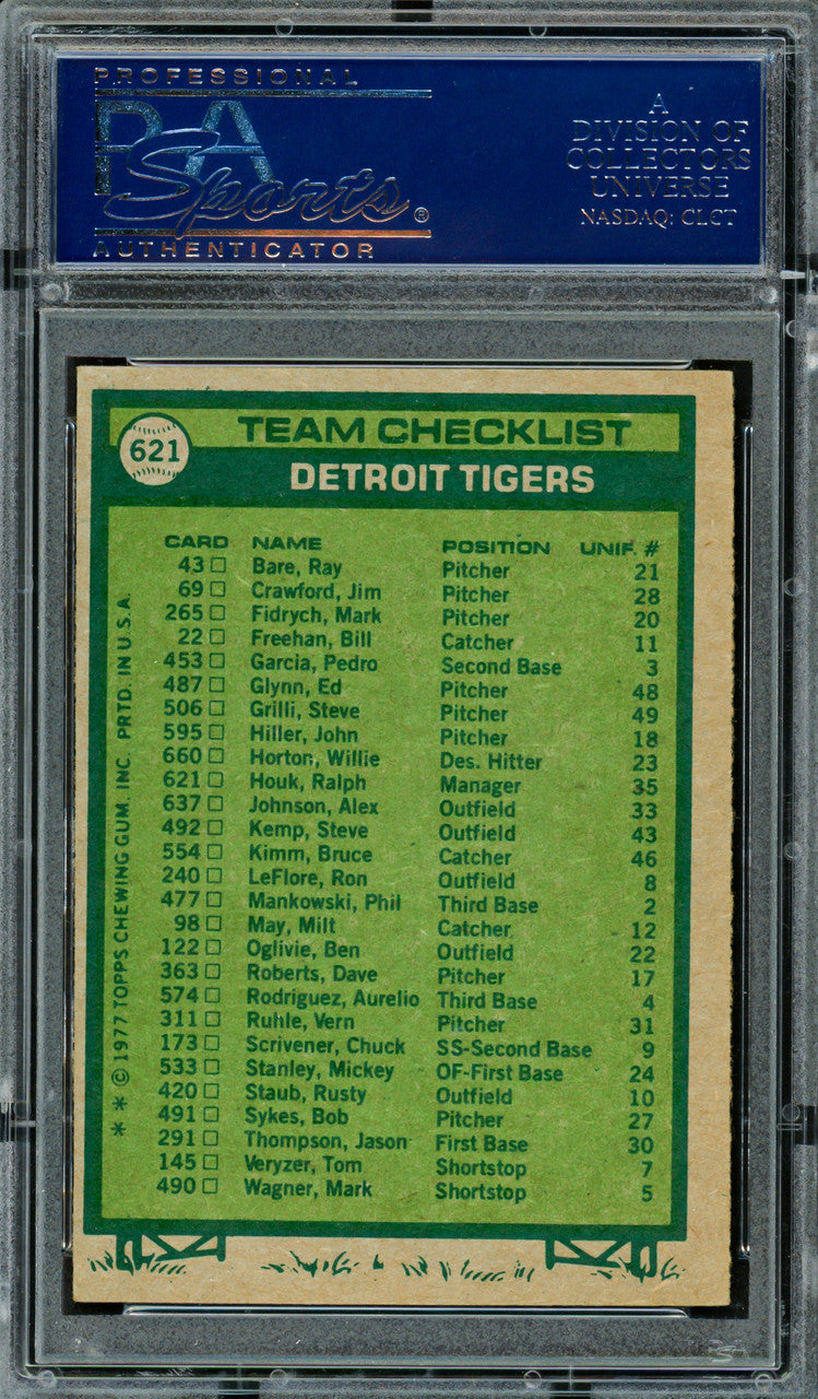 Ralph Houk Autographed 1977 Topps Card #621 Detroit Tigers PSA/DNA #83317179