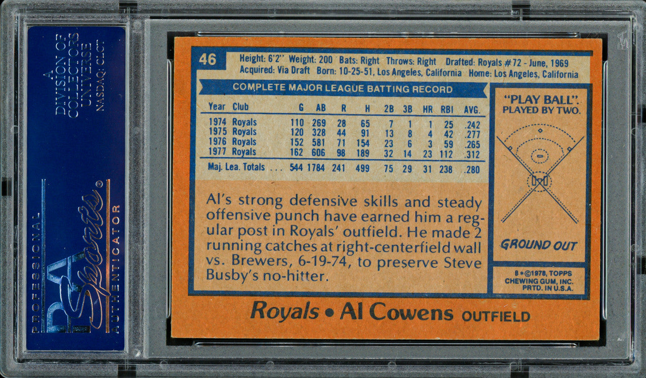 Al Cowens Autographed 1978 Topps Card #46 Kansas City Royals PSA/DNA #83317243