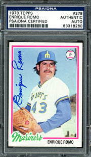 Enrique Romo Autographed 1978 Topps Rookie Card #278 Seattle Mariners PSA/DNA #83318260