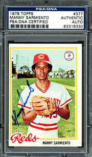 Manny Sarmiento Autographed 1978 Topps Card #377 Cincinnati Reds PSA/DNA #83318330