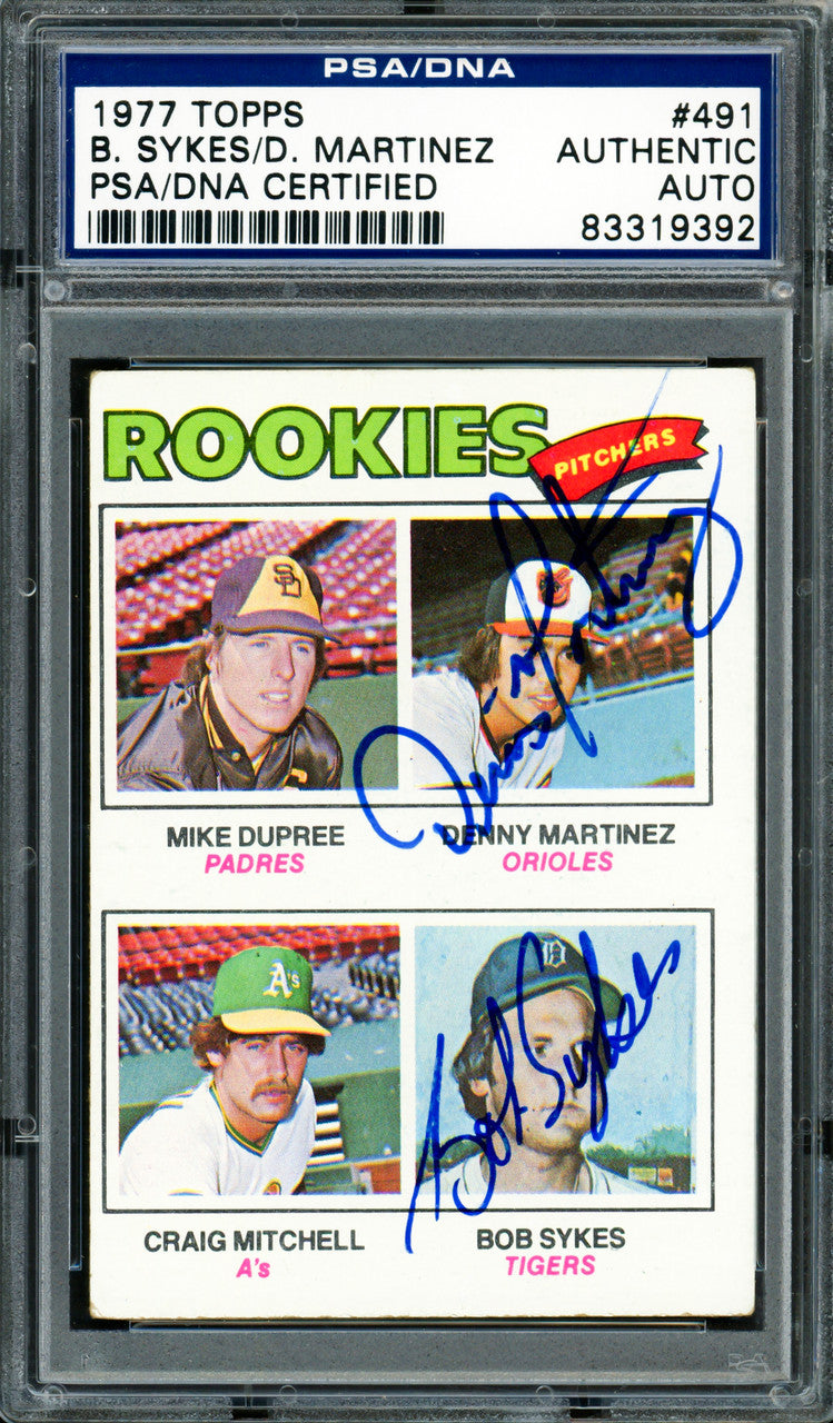 Denny Martinez & Bob Sykes Autographed 1977 Topps Rookie Card #491 PSA/DNA #83319392