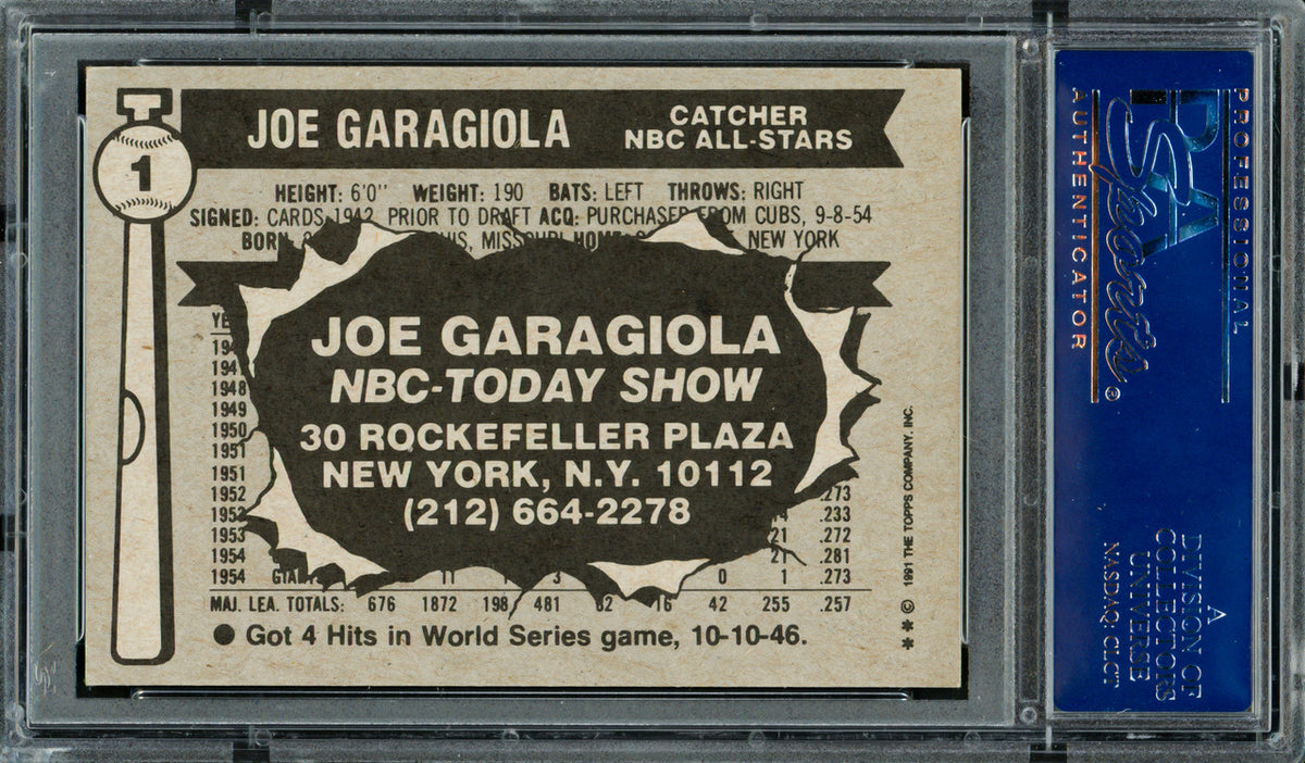 Joe Garagiola Autographed 1976 Topps Card #1 Today Show PSA/DNA #83339249