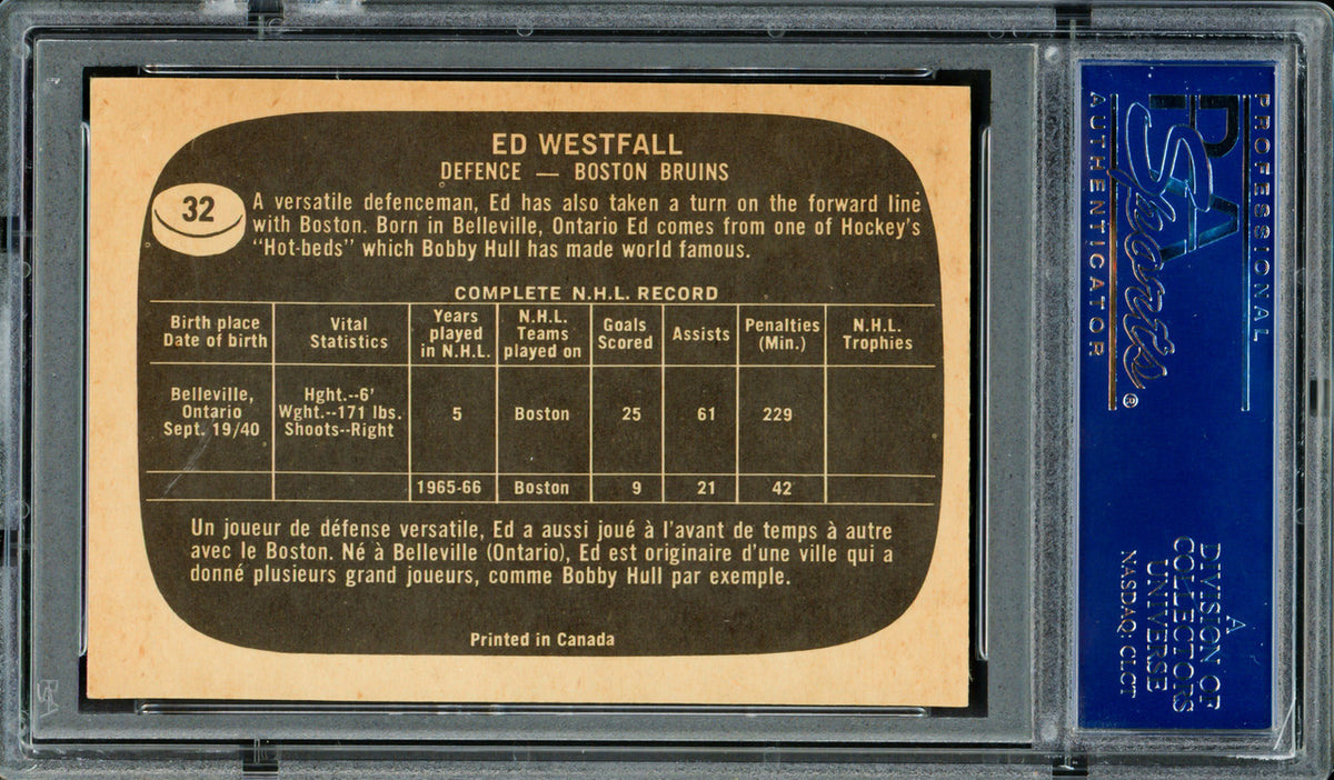 Ed Westfall Autographed 1966-67 Topps Card #32 Boston Bruins PSA/DNA #83462258