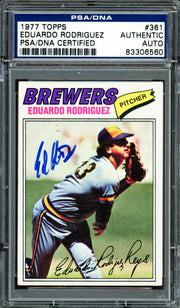Eduardo Rodriguez Autographed 1977 Topps Card #361 Milwaukee Brewers PSA/DNA #83306560