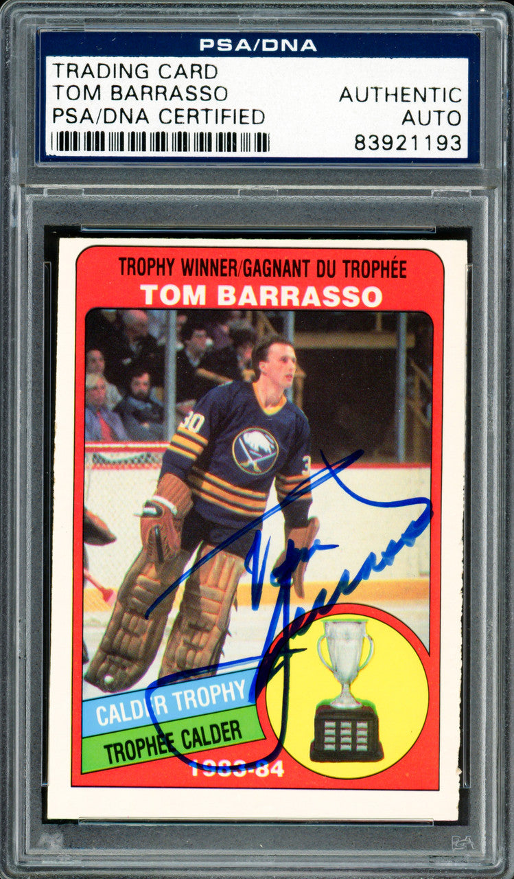 Tom Barrasso Autographed 1984-85 O-Pee-Chee Rookie Card #375 Buffalo Sabres PSA/DNA #83921193