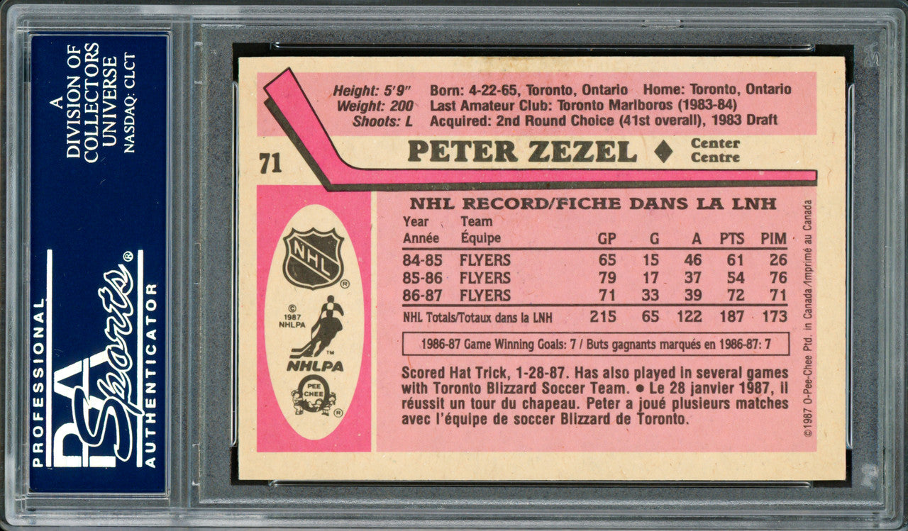 Peter Zezel Autographed 1987-88 O-Pee-Chee Card #71 Philadelphia Flyers PSA/DNA #83921206