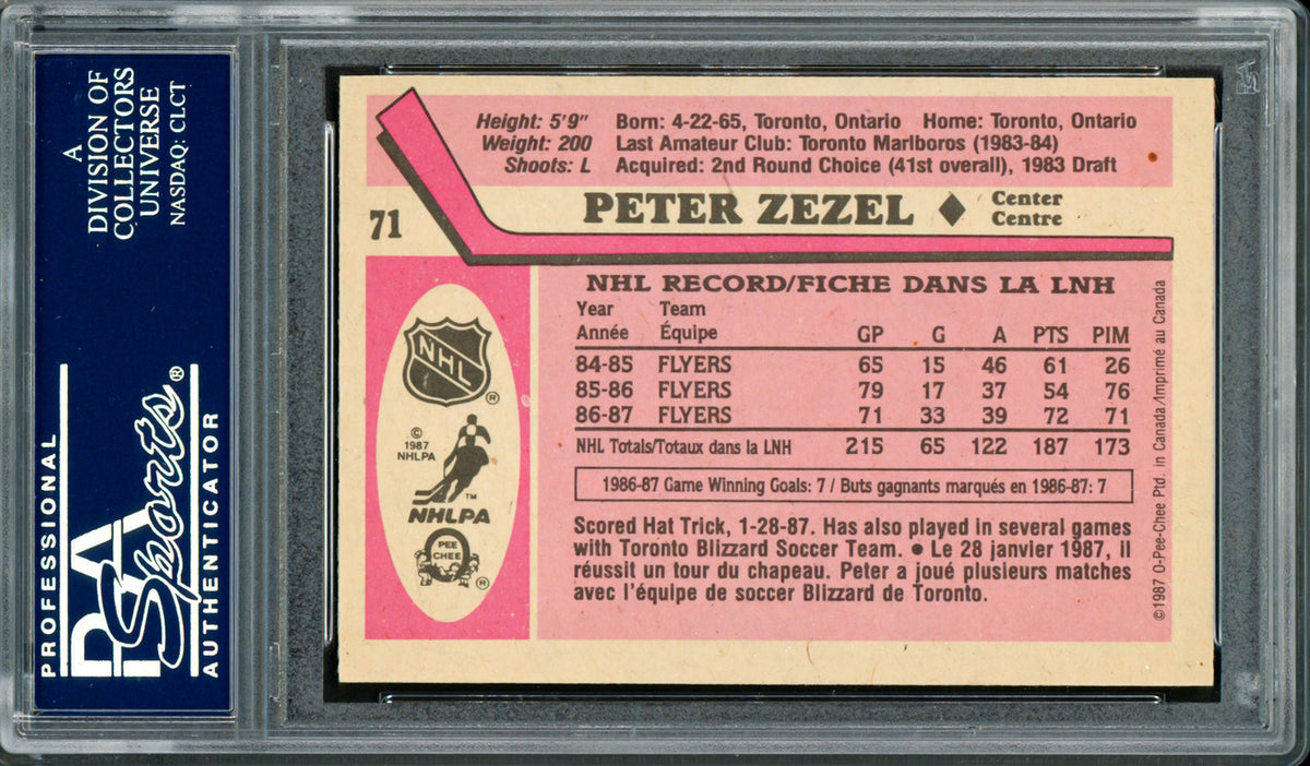 Peter Zezel Autographed 1987-88 O-Pee-Chee Card #71 Philadelphia Flyers PSA/DNA #83921207