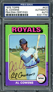 Al Cowens Autographed 1975 Topps Card #437 Kansas City Royals PSA/DNA #83317781