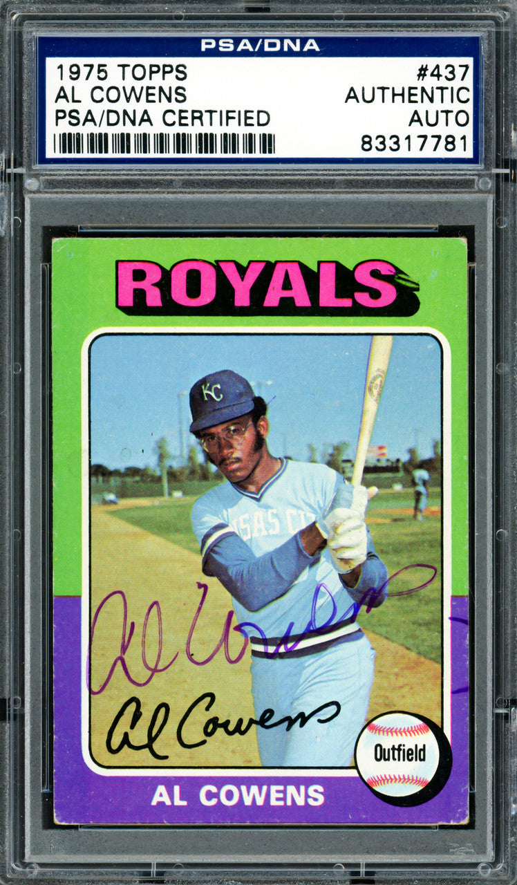 Al Cowens Autographed 1975 Topps Card #437 Kansas City Royals PSA/DNA #83317781