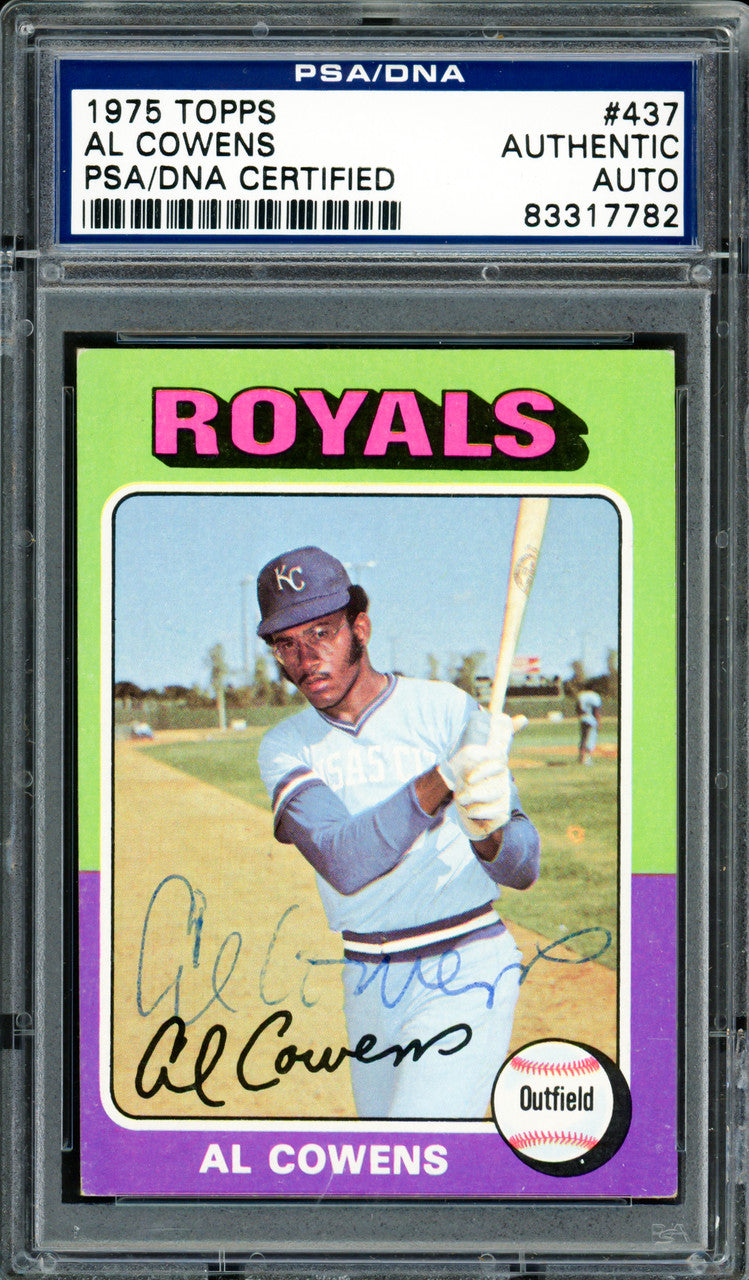 Al Cowens Autographed 1975 Topps Card #437 Kansas City Royals PSA/DNA #83317782