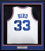 Team USA Basketball Larry Bird Autographed Framed White All Star Jersey Beckett BAS Witness Stock #249471