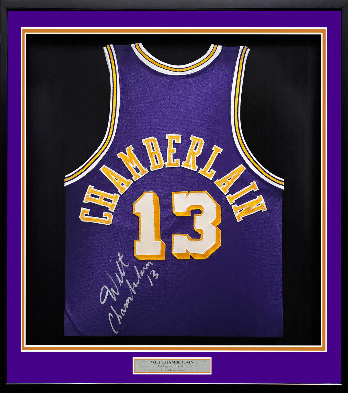 Los Angeles Lakers Wilt Chamberlain Autographed Framed Purple Jersey PSA/DNA & Beckett BAS #AE20862
