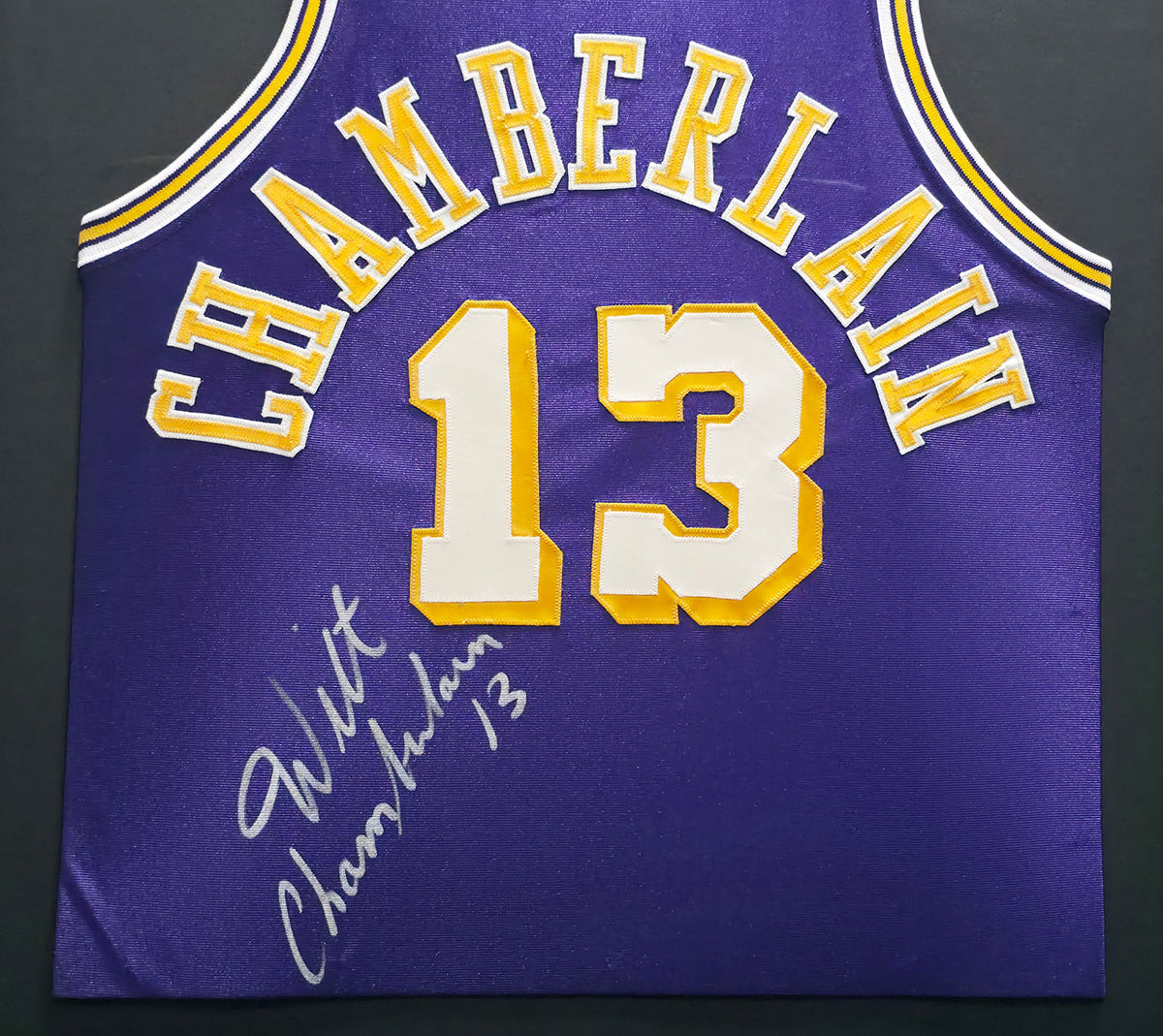 Los Angeles Lakers Wilt Chamberlain Autographed Framed Purple Jersey PSA/DNA & Beckett BAS #AE20862