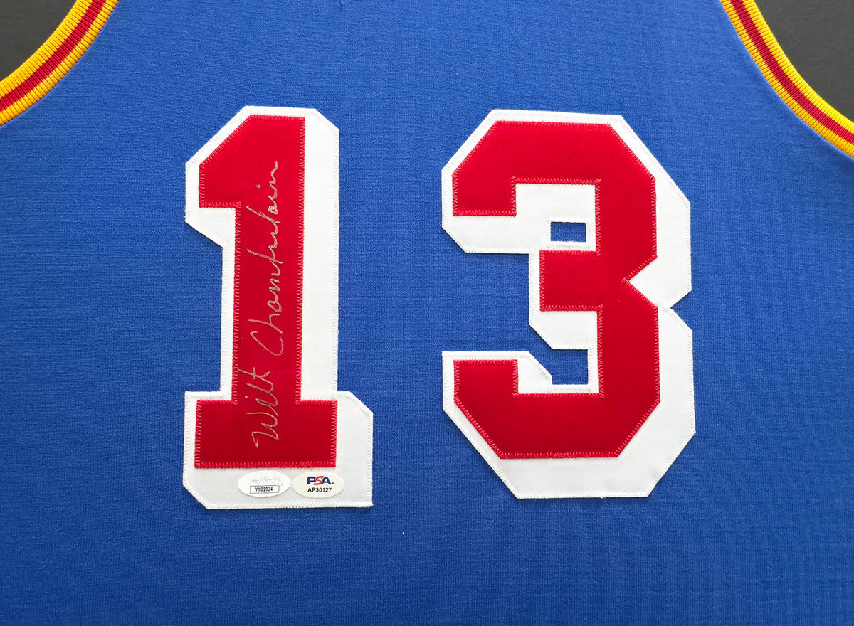 Philadelphia Warriors Wilt Chamberlain Autographed Framed Blue 1961-62 Mitchell & Ness Jersey JSA & PSA/DNA #AP30127