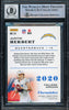 Justin Herbert Autographed 2020 Panini Chronicles Pink Parallel Rookie Card #53 Los Angeles Chargers Auto Grade Gem Mint 10 Beckett BAS Stock #220328