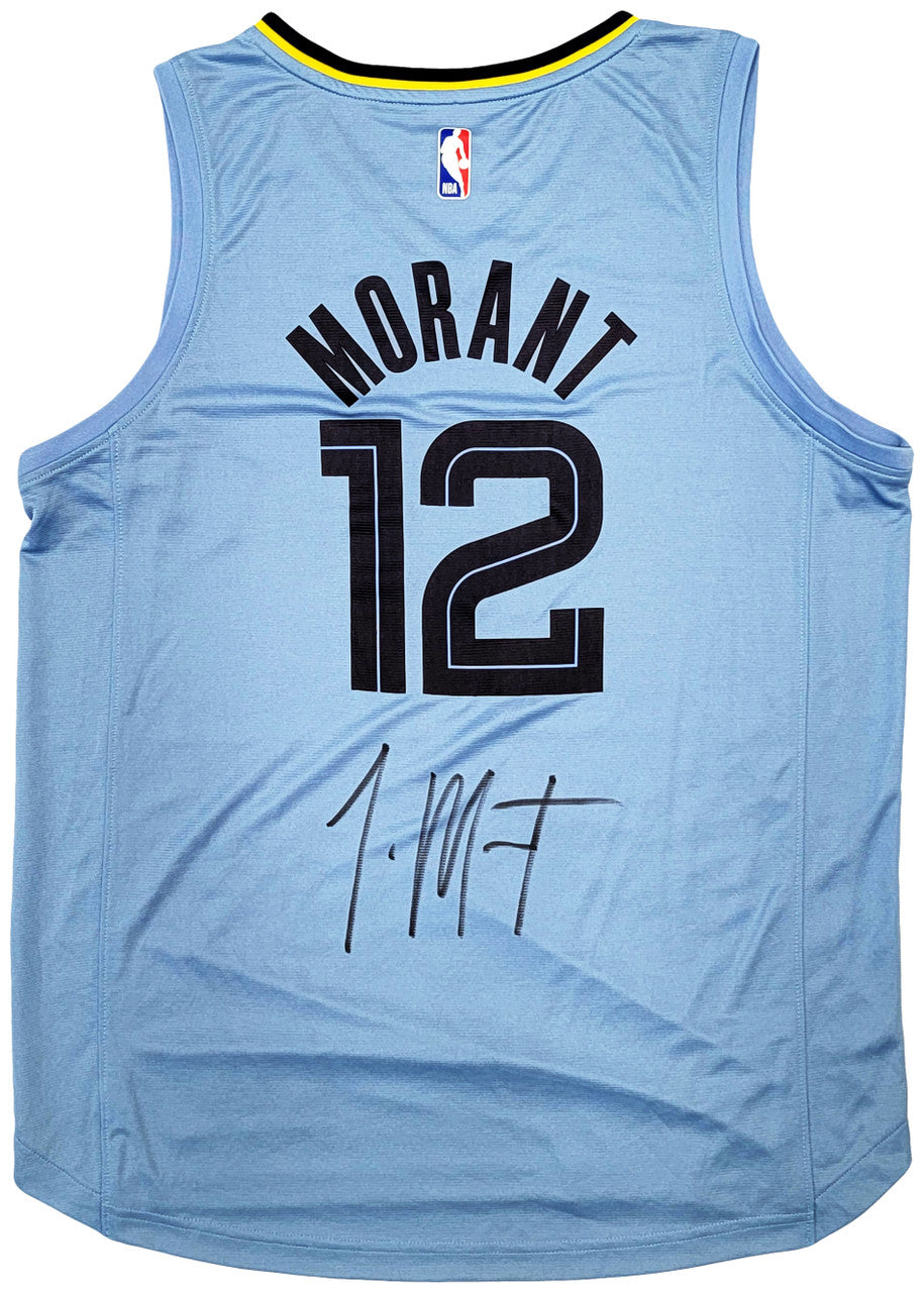 Memphis Grizzlies Ja Morant Autographed Light Blue Fanatics Jersey Size L JSA Stock #207958