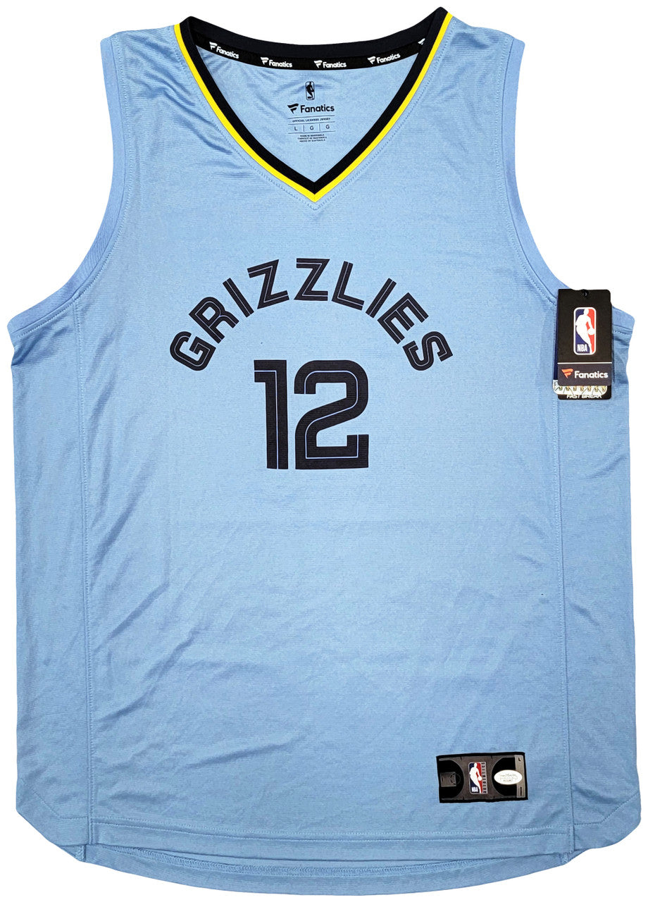 Memphis Grizzlies Ja Morant Autographed Light Blue Fanatics Jersey Size L JSA Stock #207958