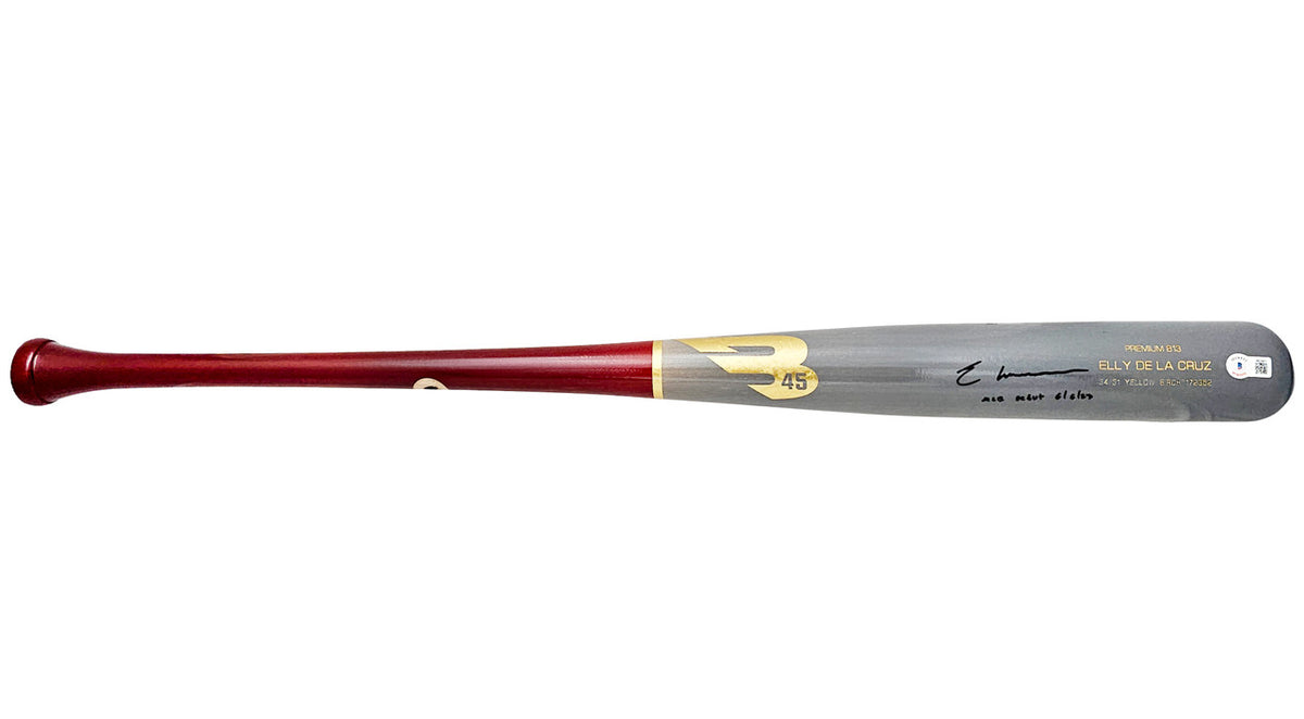 Elly De La Cruz Autographed Gray B45 Player Model Bat Cincinnati Reds "MLB Debut 6/6/23" Beckett BAS Witness Stock #220220