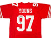 San Francisco 49ers Bryant Young Autographed Red Jersey "HOF 22" Beckett BAS Witness Stock #218751