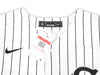 Chicago White Sox Bo Jackson Autographed White Pinstripe Nike Jersey Size L Beckett BAS Witness Stock #218040