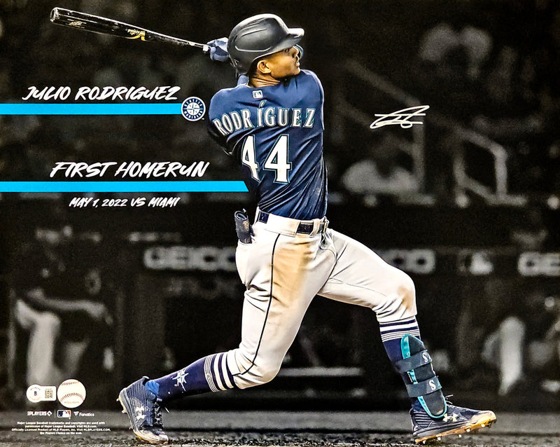 Julio Rodriguez Autographed Framed 16x20 Photo Seattle Mariners 1st HR Beckett BAS QR Stock #221128